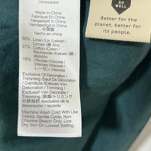 Madewell Embroidered Linen oFlutter Sleeve Mini Dress Size S Evergreen Forest - Picture 12 of 12